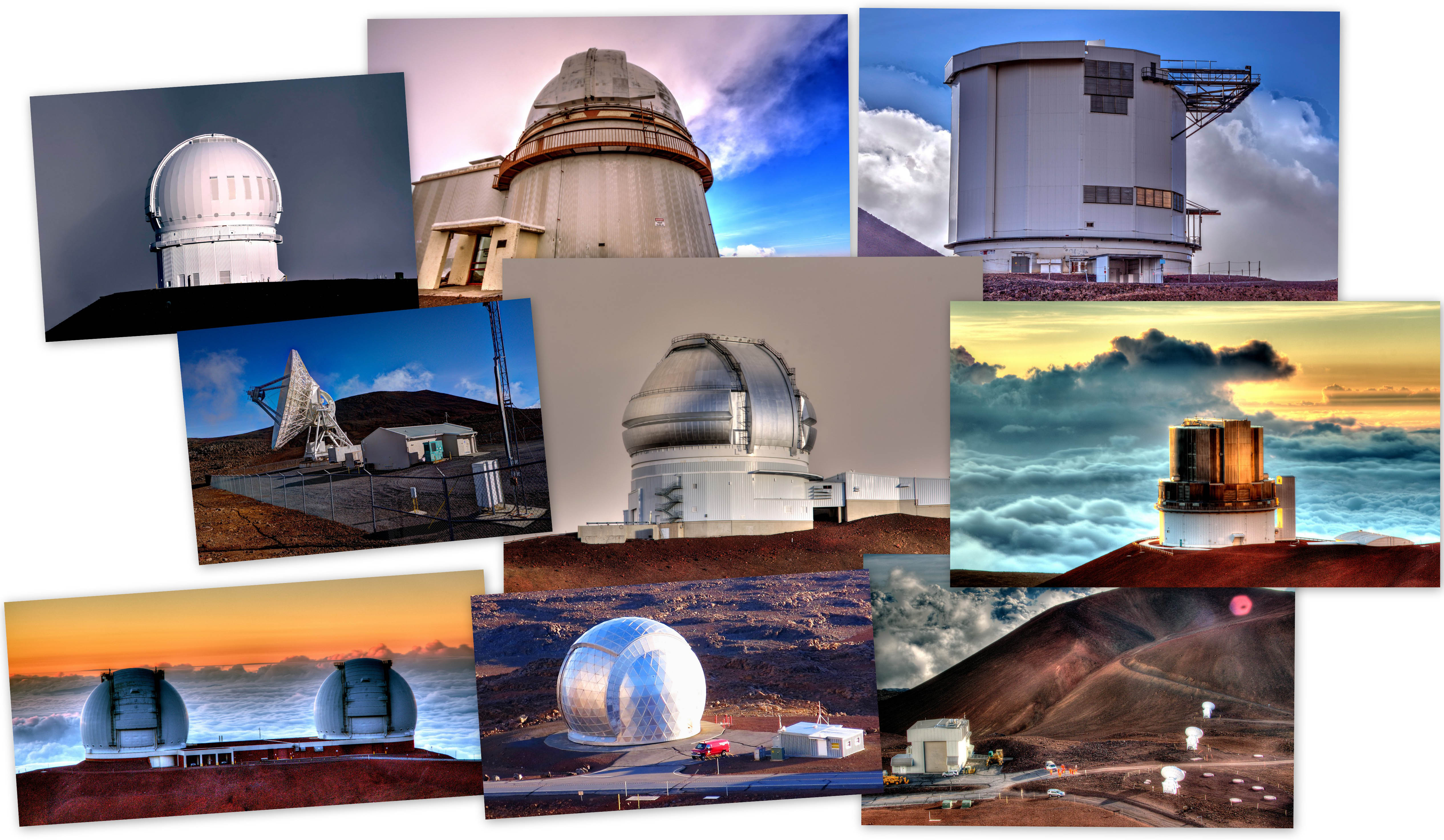Collage of Maunakea observatories